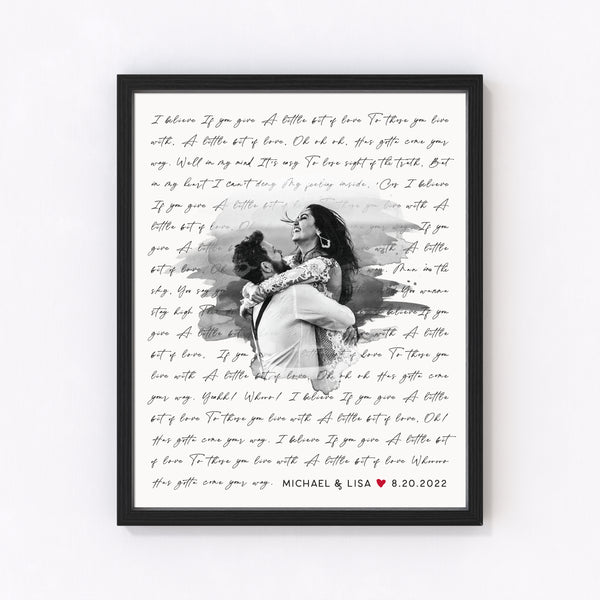Custom Song Lyrics Print with Watercolor Portrait //  First Dance, Wedding Song