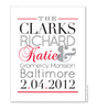 Unique Wedding Gift, Gift for Couple - Personalized Name Art Print (Black & Red), custom colors