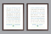 Personalized Wedding Gift, First Dance Song, Wedding Vow, Set of two prints, Custom colors