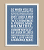 Personalized Quote Print, Subway Art Poster (Poem, Inspirational Quote, message, song lyrics) blue, choose your color, 11x14, 12x18, 16x20