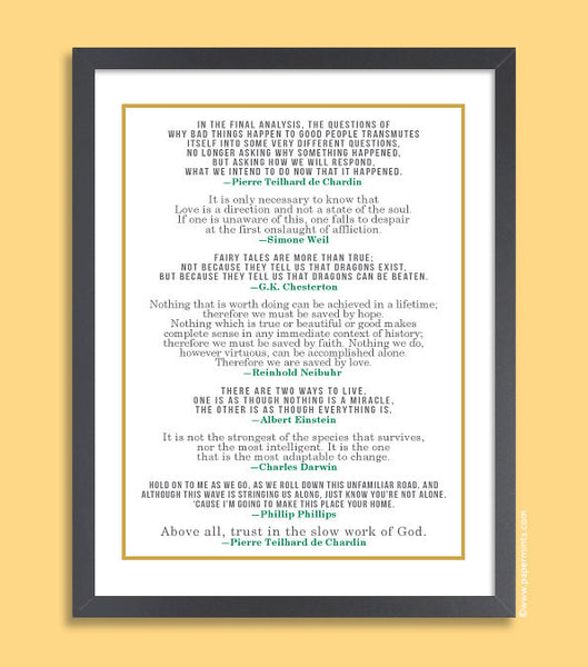 Inspirational Quote Poster, Personalized Quote Print (Favorite Quote, message, song lyrics) green and yellow, custom colors