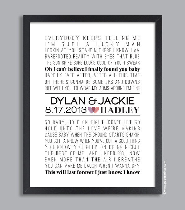 Personalized Wedding Gift, Wedding Vows, First Dance, Wall Print