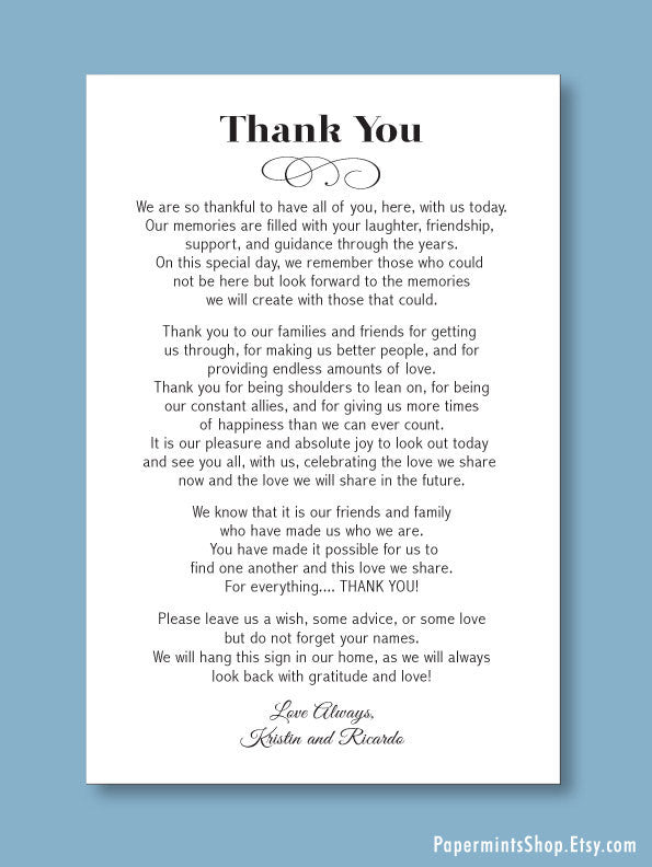 Personalized Wedding Thank You Sign, Thank You, Wedding, Reception Sign