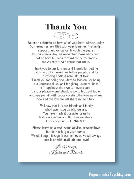 Personalized Wedding Thank You Sign, Thank You, Wedding, Reception Sign