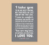 First Anniversary Gift, 1st Anniversary Gift, Personalized Anniversary Print, Wedding Vows, Poem